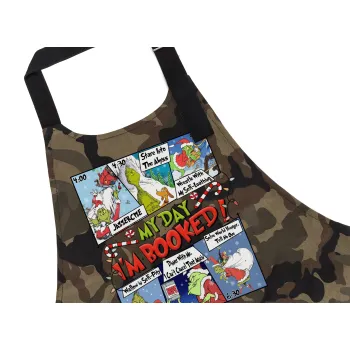 My Day Grinch, Ποδιά Σεφ με τσέπες, Βαμβακερή, Camouflage (ΕΝΗΛΙΚΩΝ, 100% COTTON)