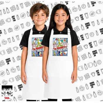 My Day Grinch, Λευκή ΠΑΙΔΙΚΗ Ποδιά μακριά Σεφ ολόσωμη με τσέπες