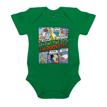 My Day Grinch, Βρεφικό φορμάκι μωρού, ΠΡΑΣΙΝΟ, 100% Organic Cotton, κοντομάνικο