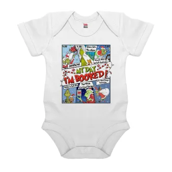 My Day Grinch, Βρεφικό φορμάκι μωρού, 0-24 μηνών, ΛΕΥΚΟ, 100% Organic Cotton, κοντομάνικο