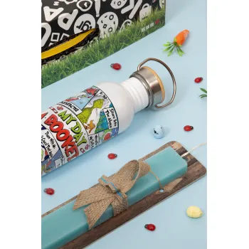 My Day Grinch, Πασχαλινή Λαμπάδα με παγούρι μεταλλικό (620ml, stainless steel) & κερί αρωματικό πλακέ (30cm) (ΤΙΡΚΟΥΑΖ)