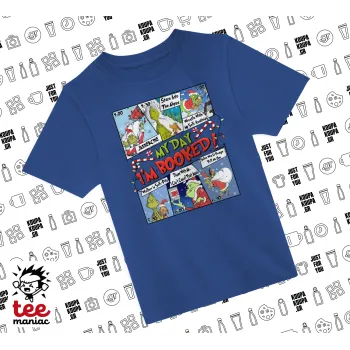 My Day Grinch, Παιδικό T-Shirt ΜΠΛΕ από 100% βαμβάκι, για κάθε μέρα. Vegan & OEKO-TEX πιστοποιημένο.