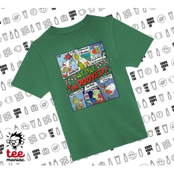 My Day Grinch, Άνετο παιδικό T-Shirt ΠΡΑΣΙΝΟ από 100% βαμβάκι, για κάθε μέρα. Vegan & OEKO-TEX πιστοποιημένο.