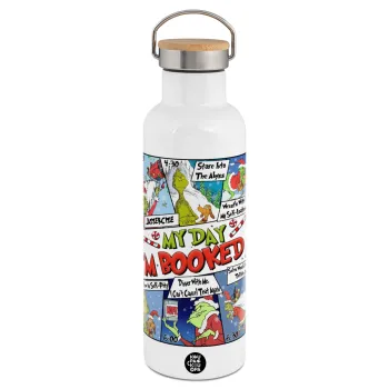 My Day Grinch, Stainless steel White with wooden lid (bamboo), double wall, 750ml