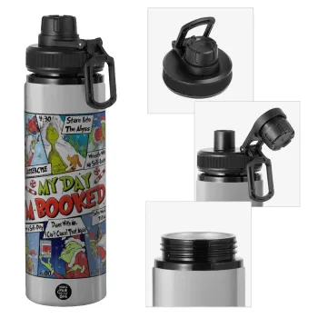 My Day Grinch, Metallic water bottle with safety cap, 850ml aluminum