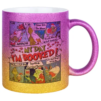 My Day Grinch, Κούπα Χρυσή/Ροζ Glitter, κεραμική, 330ml