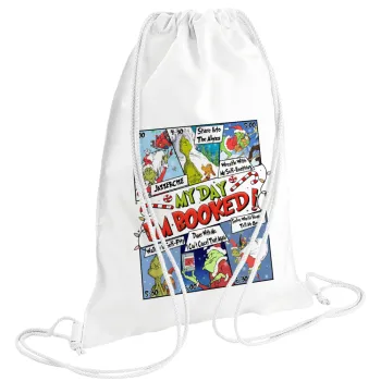 My Day Grinch, Τσάντα πλάτης πουγκί GYMBAG λευκή (28x40cm)