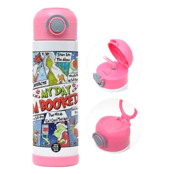 My Day Grinch, Παιδικό παγούρι θερμό, ανοξείδωτο, με καλαμάκι ασφαλείας, ΡΟΖ (500ml)