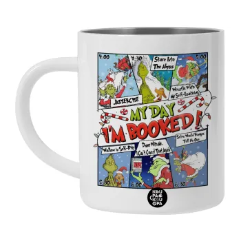 My Day Grinch, Λευκή Ανοξείδωτη Μεταλλική Κούπα 450ml - Διπλού Τοιχώματος 