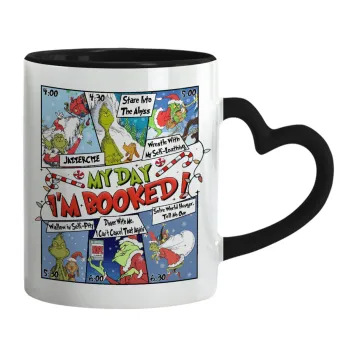 My Day Grinch, Mug heart black handle, ceramic, 330ml