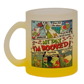 My Day Grinch, Κούπα γυάλινη δίχρωμη με βάση το κίτρινο ματ, 330ml