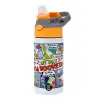 Children's hot water bottle, stainless steel, with safety straw, Orange/Grey (360ml) BPA-FREE