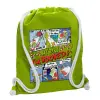 Τσάντα πλάτης πουγκί GYMBAG LIME GREEN, με τσέπη (40x48cm) & χονδρά κορδόνια