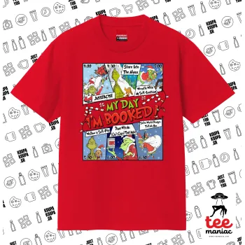 My Day Grinch, Κλασικό T-Shirt, διπλής ραφής, χωρίς πλευρικές ραφές ΚΟΚΚΙΝΟ από 100% βαμβάκι. Vegan & OEKO-TEX πιστοποιημένο.