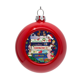 Xmas Classic movies, Στολίδι Χριστουγεννιάτικη μπάλα δένδρου Κόκκινη 8cm