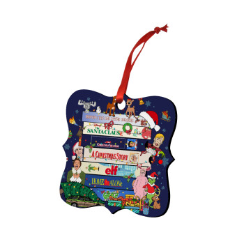Xmas Classic movies, Christmas ornament polygon wooden 7.5cm