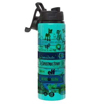 Xmas Classic movies, Μεταλλικό παγούρι νερού με καπάκι ασφαλείας, αλουμινίου 850ml