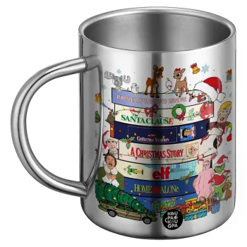 Xmas Classic movies, Ανοξείδωτη Μεταλλική Κούπα 450ml - Διπλού Τοιχώματος