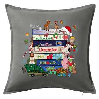 Xmas Classic movies, Sofa cushion Grey 50x50cm includes filling