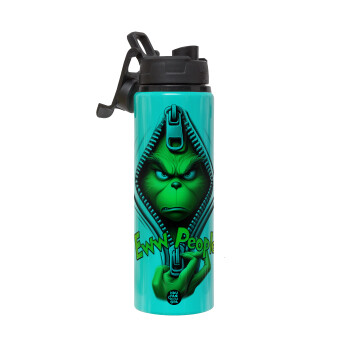 Grinch, eww people, Metallic water bottle with safety lid, 850ml aluminum