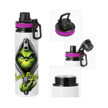 Grinch, eww people, Μεταλλικό παγούρι νερού με καπάκι ασφαλείας, αλουμινίου 850ml