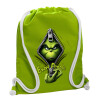 Backpack bag GYMBAG LIME GREEN, with pocket (40x48cm) & thick cords