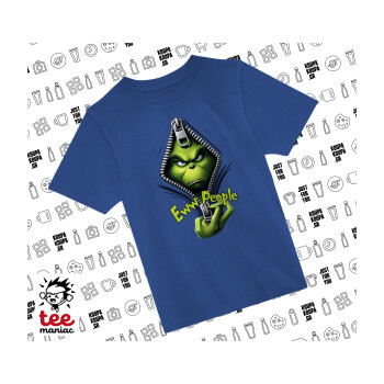 Grinch, eww people, Παιδικό T-Shirt ΜΠΛΕ από 100% βαμβάκι, για κάθε μέρα. Vegan & OEKO-TEX πιστοποιημένο.