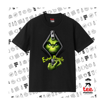 Grinch, eww people, Κλασικό T-Shirt, διπλής ραφής, χωρίς πλευρικές ραφές ΜΑΥΡΟ από 100% βαμβάκι. Vegan & OEKO-TEX πιστοποιημένο.