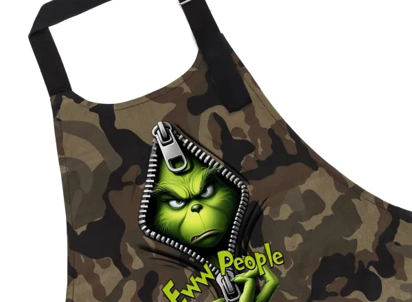 Grinch — Chef's cooking apron with pockets, cotton, camouflage (adult, 100% cotton)
