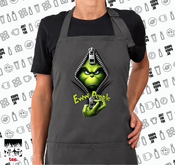 Grinch — GREY Ποδιά μαγειρικής μακριά Σεφ με τσέπες (ΕΝΗΛΙΚΩΝ, ΓΚΡΙ)