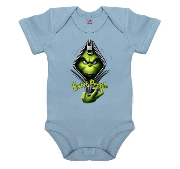 Grinch — Short-sleeve baby bodysuit, 0-18 months, blue, 100% organic cotton