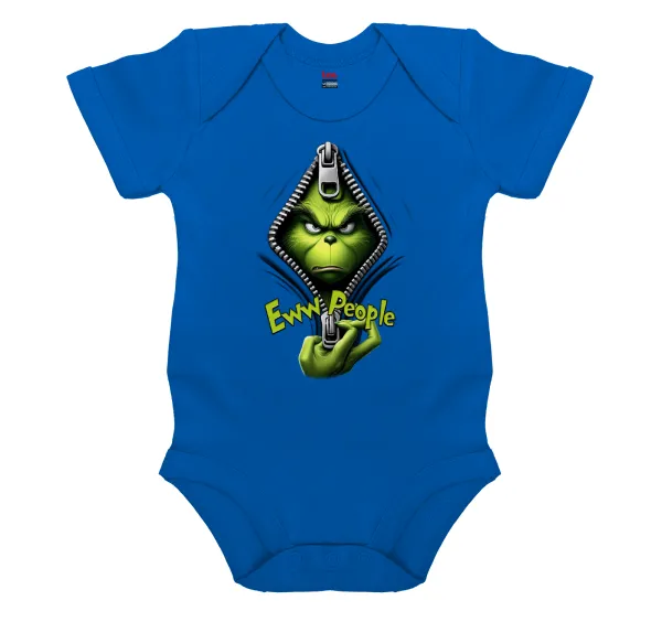 Grinch — Short-sleeve baby bodysuit, cobalt blue, 100% organic cotton