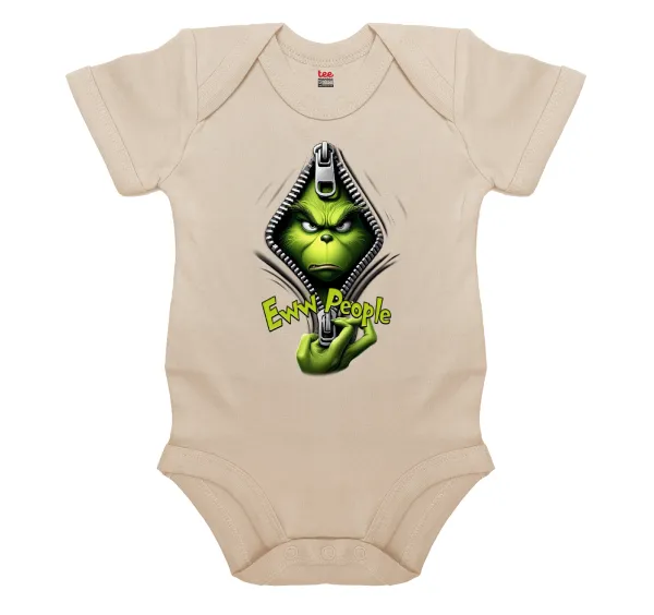 Grinch — Short-sleeve baby bodysuit, 0-18 months, natural (ecru), 100% organic cotton