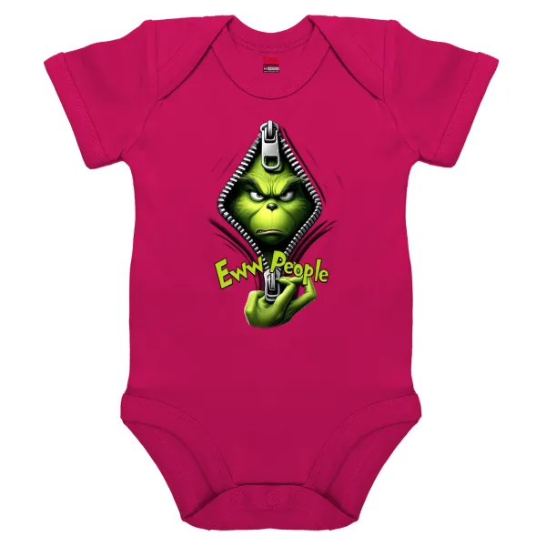 Grinch — Short-sleeve baby bodysuit, 0-18 months, PINK, 100% organic cotton