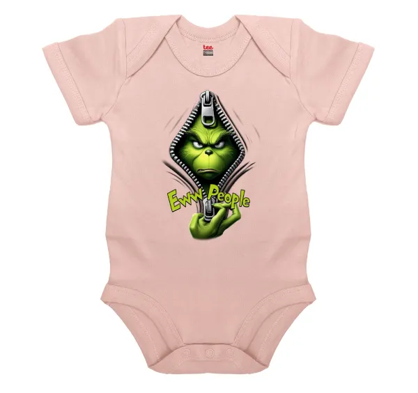Grinch — Short-sleeve baby bodysuit, 0-18 months, POWDER PINK, 100% organic cotton