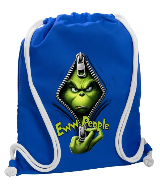 Grinch — Backpack pouch GYMBAG Blue, with pocket (40x48cm) & thick cords