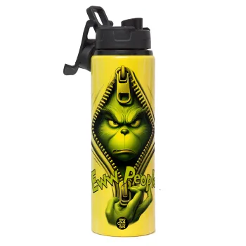 Grinch, eww people, Μεταλλικό παγούρι νερού με καπάκι ασφαλείας, αλουμινίου 850ml