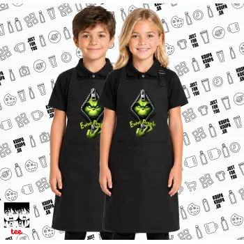 Grinch, eww people, Μαύρη ΠΑΙΔΙΚΗ Ποδιά μακριά Σεφ ολόσωμη με τσέπες