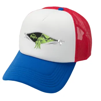 Grinch, eww people, Καπέλο Ενηλίκων Soft Trucker με Δίχτυ Red/Blue/White (POLYESTER, ΕΝΗΛΙΚΩΝ, UNISEX, ONE SIZE)