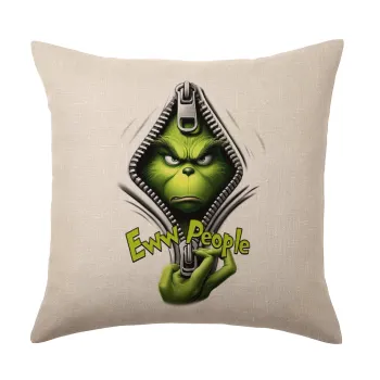 Grinch, eww people, Μαξιλάρι καναπέ ΛΙΝΟ 40x40cm περιέχεται το  γέμισμα