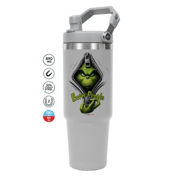 Grinch, eww people, ΓΚΡΙ χρώματος Θερμός Ανοξείδωτο 890ml (30oz) με χερούλι