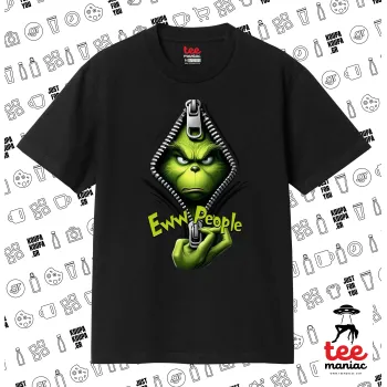 Grinch, eww people, Κλασικό T-Shirt, διπλής ραφής, χωρίς πλευρικές ραφές ΜΑΥΡΟ από 100% βαμβάκι. Vegan & OEKO-TEX πιστοποιημένο.
