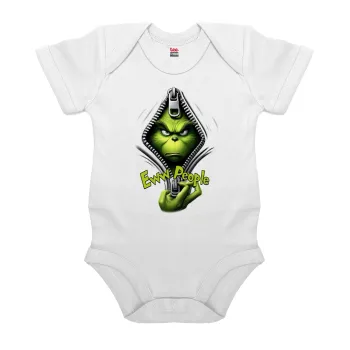 Grinch, eww people, Βρεφικό φορμάκι μωρού, 0-24 μηνών, ΛΕΥΚΟ, 100% Organic Cotton, κοντομάνικο