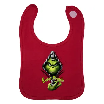 Grinch, eww people, Σαλιάρα με Σκρατς Κόκκινη 100% Organic Cotton (0-18 months)