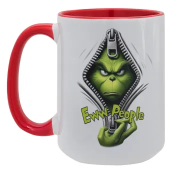Grinch, eww people, Κούπα Mega 15oz, κεραμική Κόκκινη, 450ml