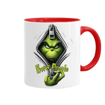 Grinch, eww people, Κούπα χρωματιστή κόκκινη, κεραμική, 330ml