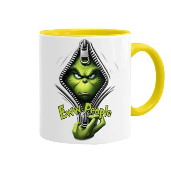 Grinch, eww people, Mug colored yellow, ceramic, 330ml