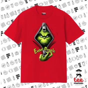Grinch, eww people, Κλασικό T-Shirt, διπλής ραφής, χωρίς πλευρικές ραφές ΚΟΚΚΙΝΟ από 100% βαμβάκι. Vegan & OEKO-TEX πιστοποιημένο.