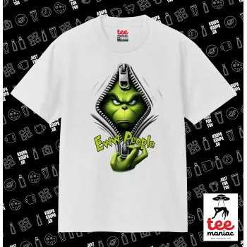 Grinch, eww people, Κλασικό T-Shirt, διπλής ραφής, χωρίς πλευρικές ραφές ΛΕΥΚΟ από 100% βαμβάκι. Vegan & OEKO-TEX πιστοποιημένο.