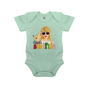 Little Swiftie, Βρεφικό φορμάκι μωρού, 0-18 μηνών, mint (Μέντα), 100% Organic Cotton, κοντομάνικο